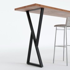 Set of 2 Metal Table Legs Height 105cm Sturdy Carbon Steel Frame for Bar Tables