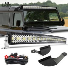 Curved 52” Led Light Bar Brackets Mounts + Wire Fit Gutter Land Rover Defender 