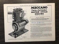 Meccano - Twin-Cylinder Motor Cycle Engine - Fold Out Leaflet No 13 - 1973