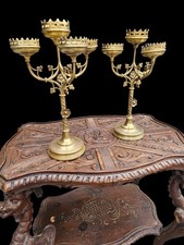 PAIR antique church brass