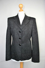 Vintage Designer Betty Barclay Black Satin Brocade Classic Blazer Jacket UK 12