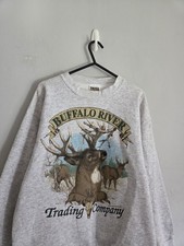 Vintage 90s 1997 Tultex USA Buffalo River Graphic Print Animal Sweatshirt Size M