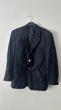 Ralph Lauren Navy Knit Embroidered Blazer Jacket Size L, 100% Wool-line