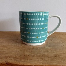 Waitrose Home Mug Fine China Stackable Green Geometric Spot Tea Coffee - 300ml