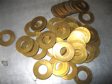 2 - Vintage 3/4" ID Brass Plain Washers.