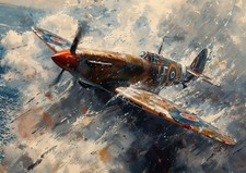 2 Stunning Spitfire Fighter Aircraft Art Prints Perfect for Aviation Enthusiast