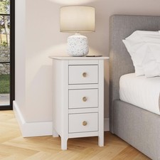White 3 Drawer Bedside Table