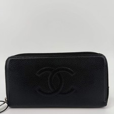 CHANEL Black CC Caviar Zip Long Wallet LIVESTREAM