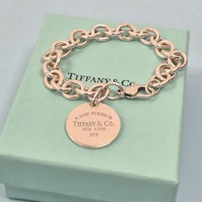Tiffany & Co. Vintage Return Round Oval Circle Silver Chunky Chain Bracelet 7" i