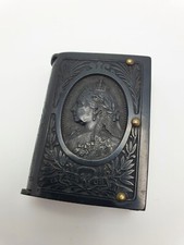 Antique Black Vulcanite Vesta Case Match Safe - Queen Victoria in Memoriam c1901