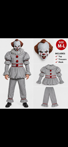 Men grey clown halloween - men's,