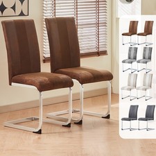 2/4/6X Faux Leather Dining Chairs PU Padded Dining Room Kitchen Chair Set Family