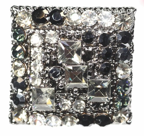 Black crystal cocktail ring - black,