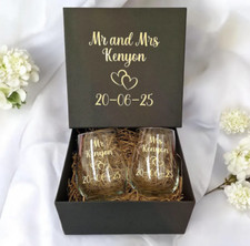 Personalised Mr And Mrs Glasses Bride And Groom Wedding Anniversary Couple Gift