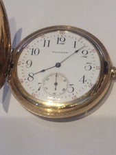 Solid 14 kt Gold Machined Hunter Case Pocket watch 65 mm tall 48 mm Diameter