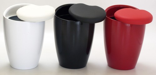 High gloss round ottoman - high, stool