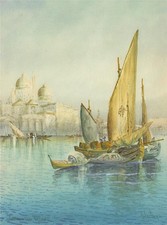 Anton Purigini - Watercolour Painting - Grand Canal Venice Italy - 20th Century