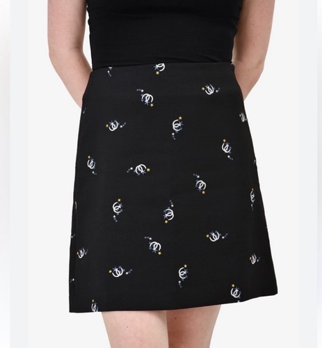 Maje black line skirt with - black,
