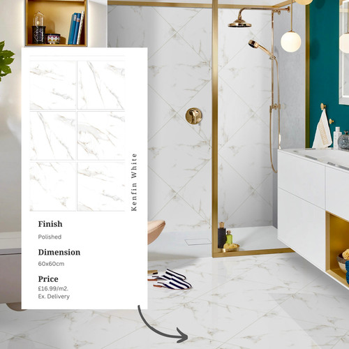 Kenfin white marble - marble, porcelain