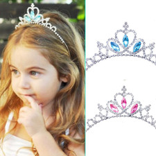 Kids Rhinestone Tiara Princess Crow Headband Girls Birthday Hair Jewelry