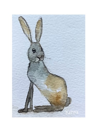 Aceo painting hare - aceo, of