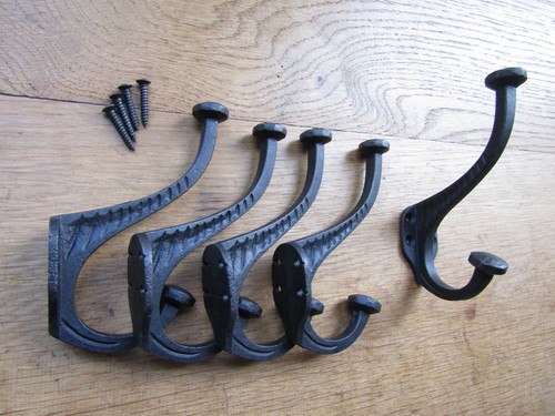 Rustic iron coat hooks - rustic,