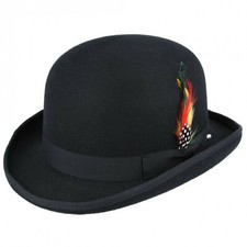 Black 100% Wool Bowler Hat