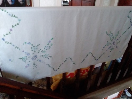 Vintage tablecloth hand - tablecloth,