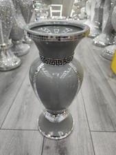 Grey & Silver Ceramic Floor Vase Large 30Cm Sparkly Silver Mirrored Style 11