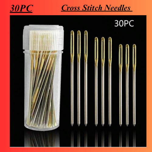 Cross stitch needles gold - cross, tail