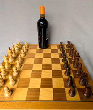Large walnut and sycamore wood chess set board 50cm