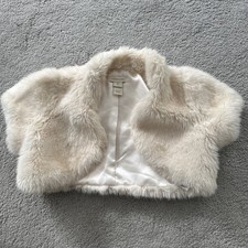 Monsoon Girls Ivory White Faux Fur Cape Bolero Shrug 5-6 Years Wedding Party UK