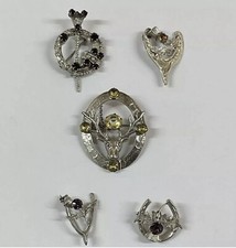 5 Vintage Sterling Silver Scottish/Celtic, Wishbone,Tara,Stag Brooch’s C1950s