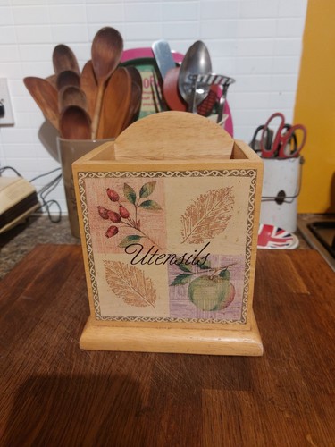 Vintage wooden utensils holder