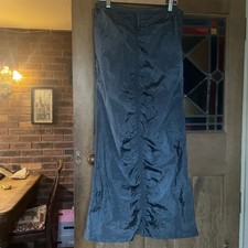 Let’s Frans Parachute Crinkled Skirt Side Zip Split Size S  Silver Blue NWT 