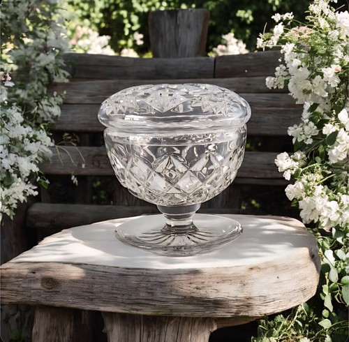 Vintage cut glass - glass, footed