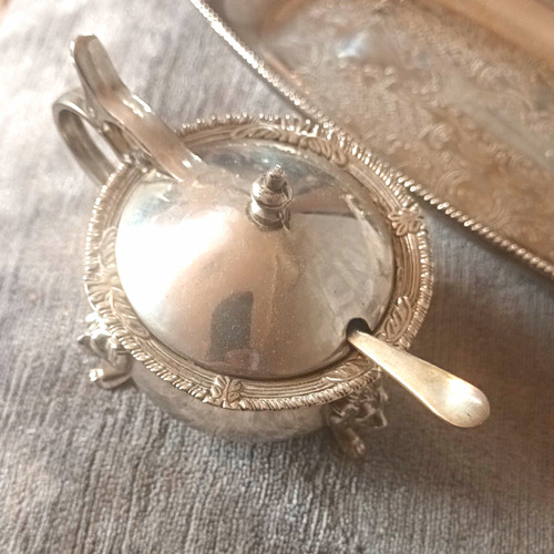 Antique silver plate - silver, mustard
