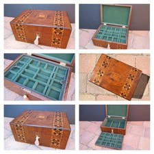 19c ANTIQUE WALNUT JEWELLERY