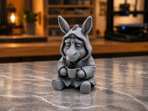 Sleepy donkey holding coffee - donkey,