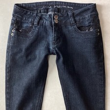 Ladies Jane Norman Y2K Low Rise Skinny Black Faded Jeans Size 10 W28 L31 (496K)
