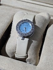 Ladies Bvlgari B-Zero1 BZ22S Watch, With Blue Dial And Cream Leather Strap.