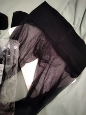 1 pair of worn  ultra sheer seamless  sexy black  see thru tights  very sexy .