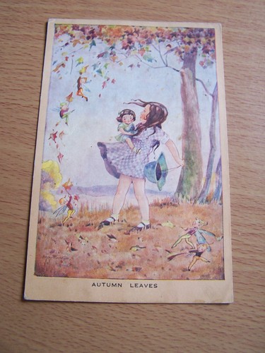 Autumn leaves vintage - vintage, postcard