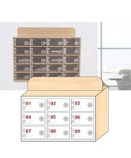 Wooden Mobile Locker Box, Organizer, with Clear Window, 9 Slot Storage 