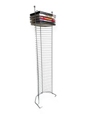 Modern Metal DVD / Videogame Storage Rack Tower | Holds 45 Discs | Grey
