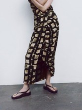 Zara Midi Print Skirt Faux