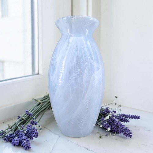 Art glass vase white - art,