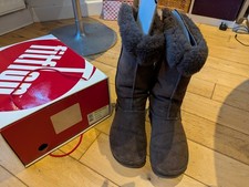 Fitflop Mukluk Women's Boots Size 6 Brown Suede Mid Calf Fur Lined