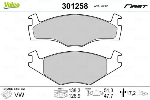 Brake pads front axle 301258 - pads,