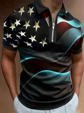 Polo T Shirt USA American Flag